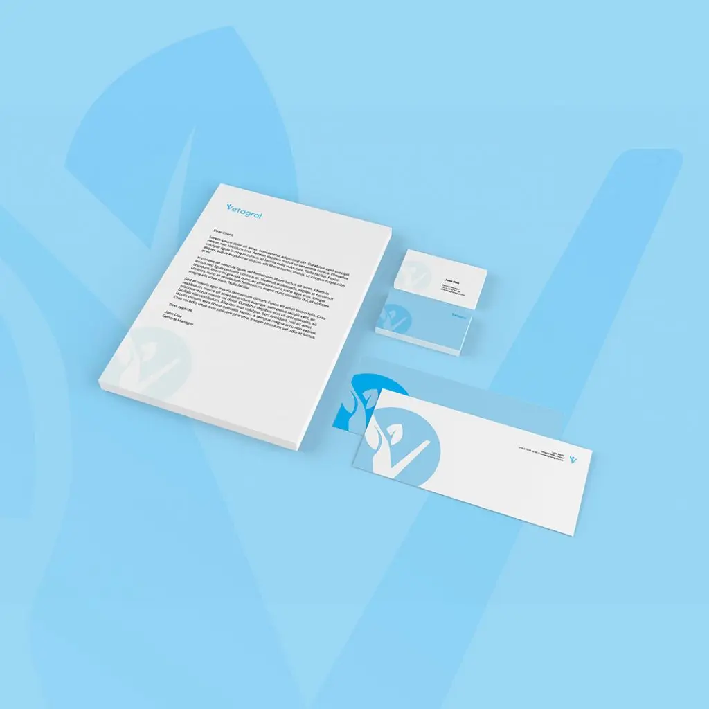 Logo sur la papetterie d'entreprise d'une entreprise de distribution dans l'industrie pharmaceutique