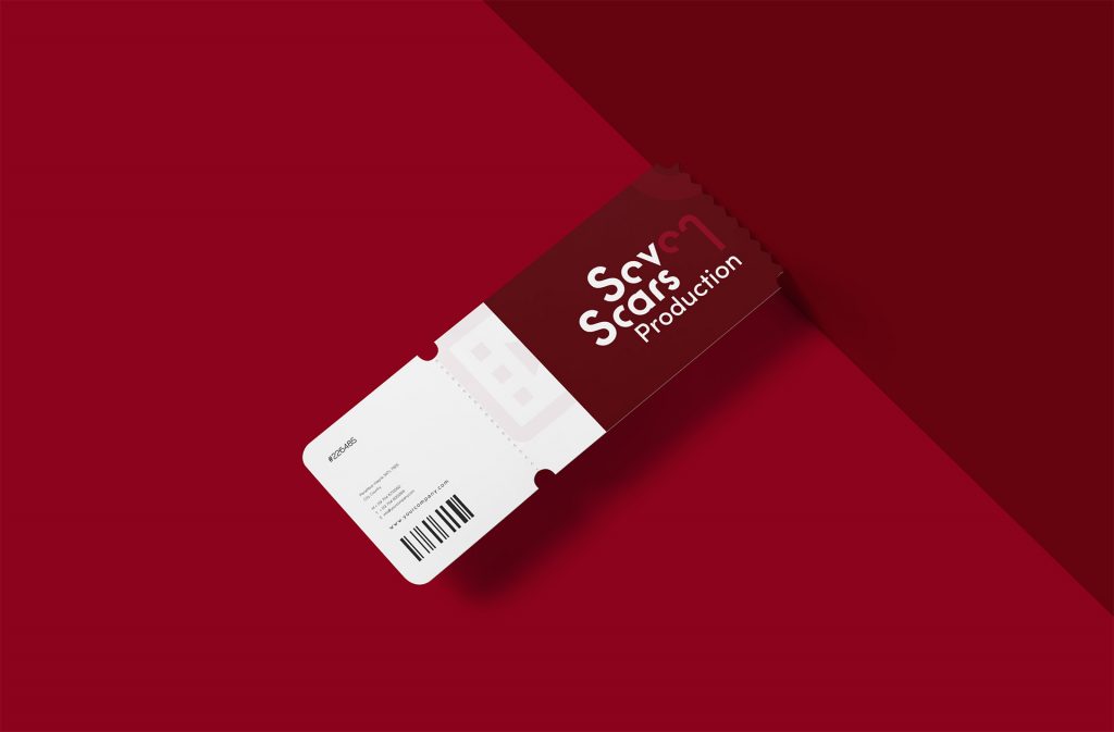 Logo d'une entreprise de production audiovisuelle sur un ticket de cinéma