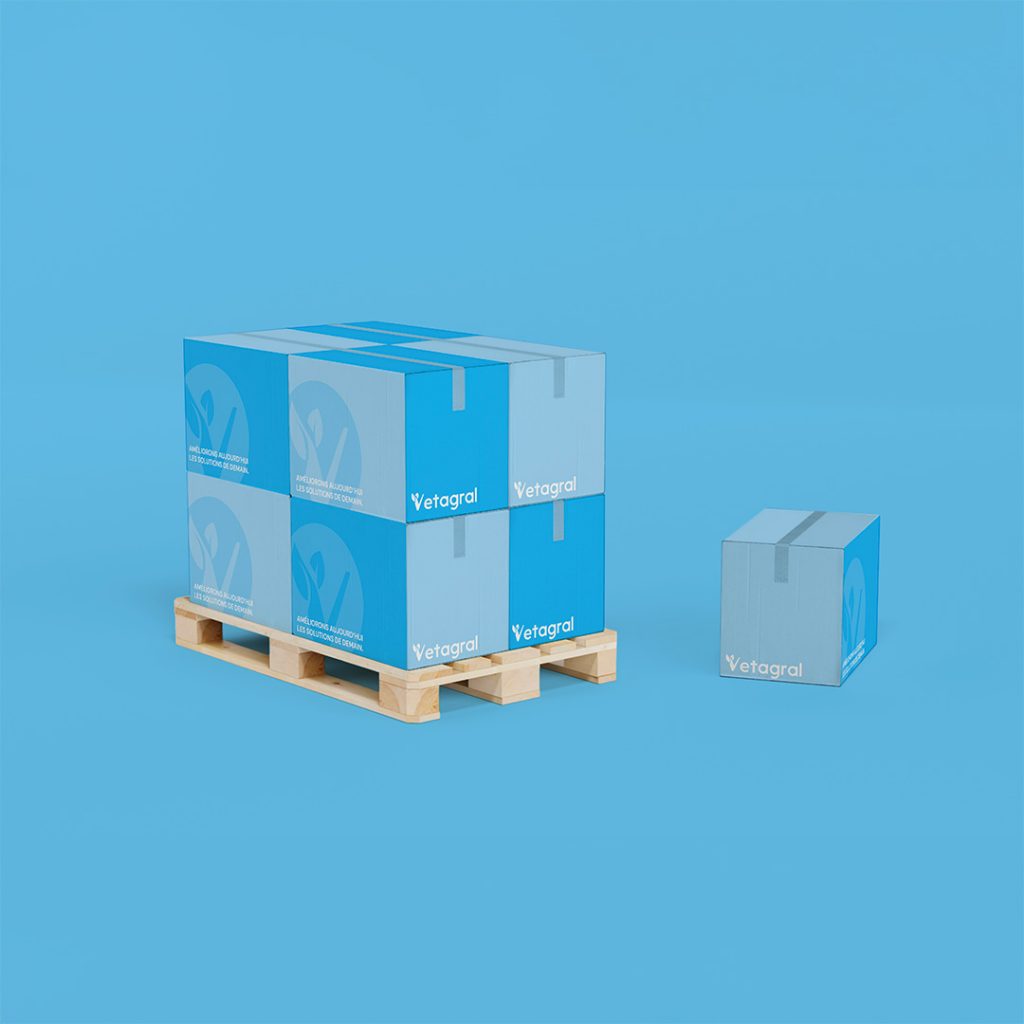 Logo sur les cartons d'une entreprise de distribution dans l'industrie pharmaceutique
