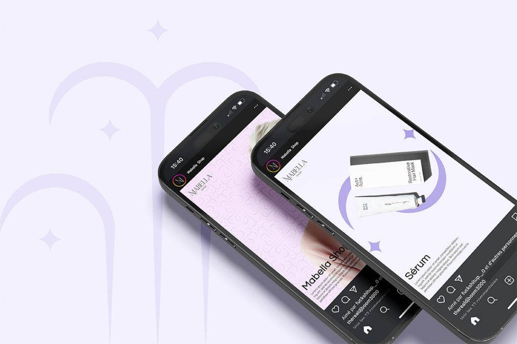 Le logo d'une marque de cosmétique décliné sur les réseaux sociaux