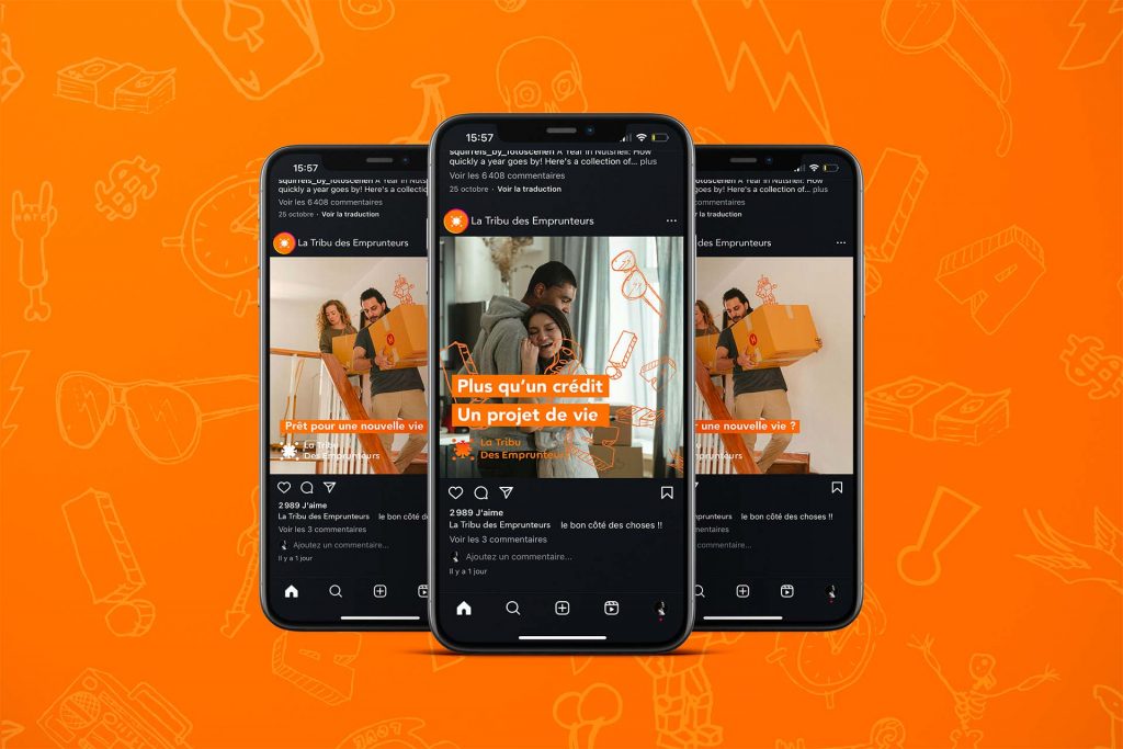 L'identité visuelle d'un cabinet de courtage décliné sur les réseaux sociaux.