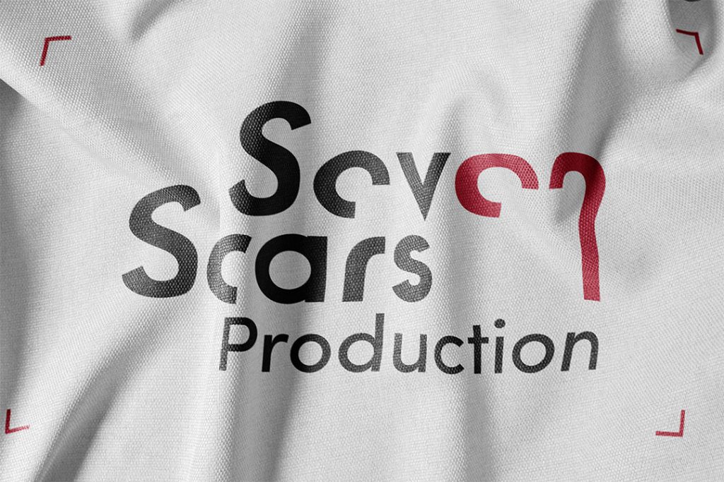 Logo entreprise production audiovisuelle sur tissu