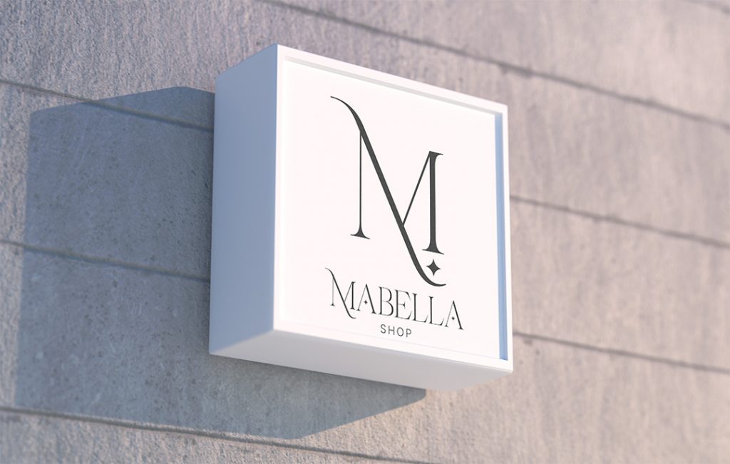 Logo d'une marque de cosmétique sur l'enseigne drapeau d'un magasin