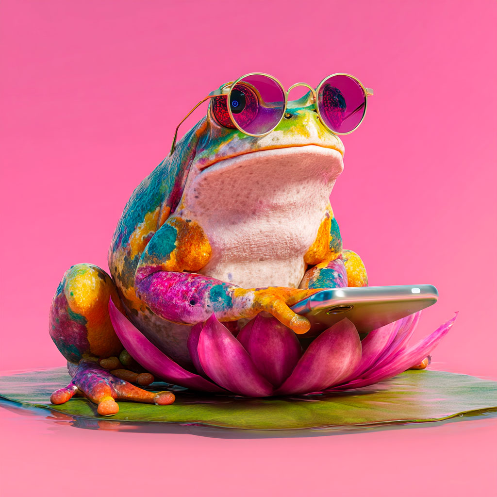 Une grenouille découvrant l'agence de communication digitale à Lyon, La Clinique des Marques.