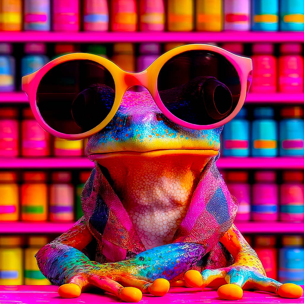 La mascotte de l'agence devant un stand en PLV