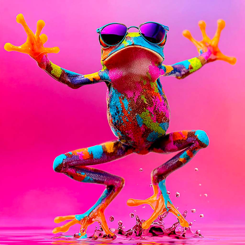 Une grenouille affirmant son positionnement différenciant.