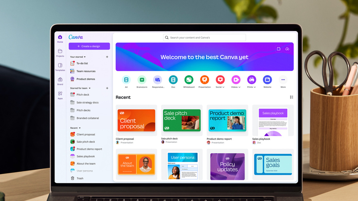 Interface de l'outil Canva, une alternative sérieuse à PowerPoint.
