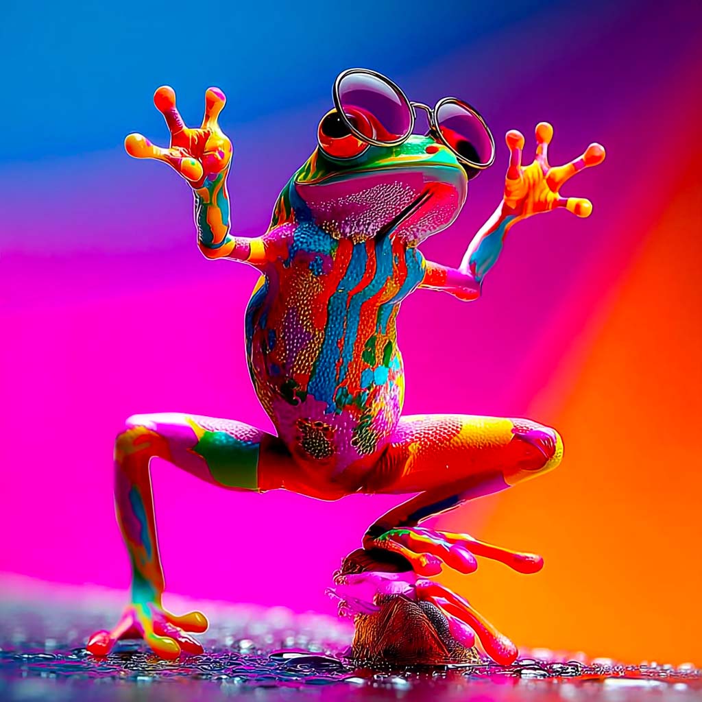 La mascotte de l'agence de communication à Lyon La Clinique des Marques en train de danser